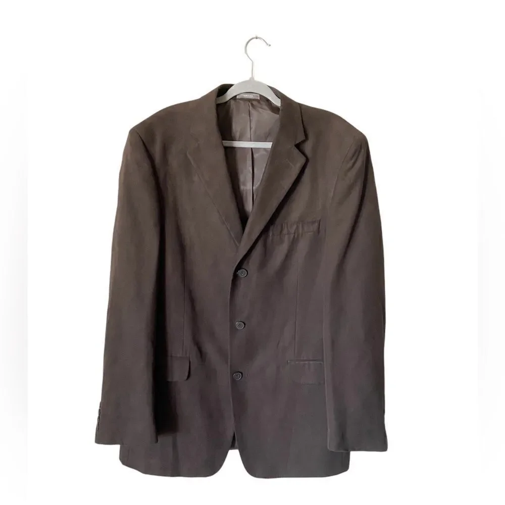 Apt 9 Notch Suede Brown Blazer Collar Faux Size 44L
